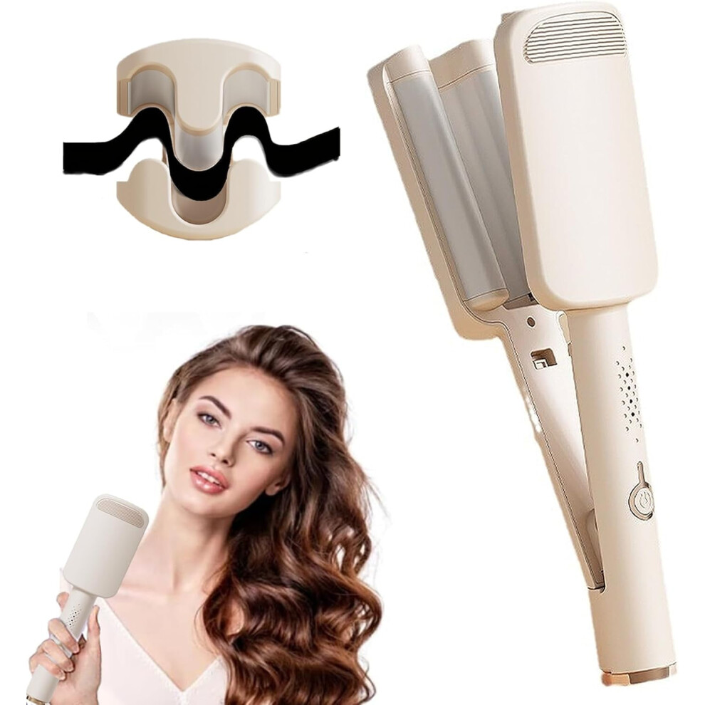 Ionic Deep Waver Hair Curler with Ceramic 3 Barrel, Fast Heating, Anti-Scald, Dual Voltage, 4 Temp Settings â Compatible with US/UK/EU Outlets