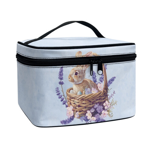 Polyester make-uptasje met konijnen- en lavendelpatroon 1