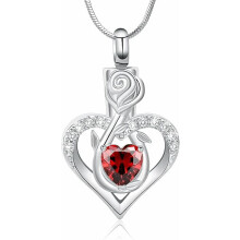 Rose Flower Urn Necklace for Ashes with Birthstone Stainless Steel Cremation Jewelry for Ashes Heart Keepsake Memorial Locket Jewelry