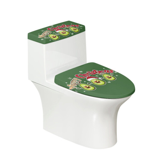 Toiletbetræk med avocadomønster i polyester, 2 dele