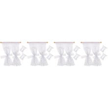 12Pcs White Wooden Lace Curtains for Doll House Miniature Window Decor
