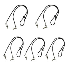 Lot de 5 porte-serviettes en papier avec cordon, pince, bavoir, lingettes, chaînette flexible et réglable pour adultes (noir)