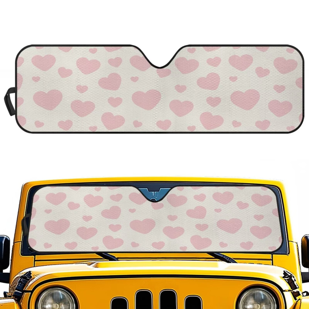 Heart Windshield Sunshade For 2018Â2025 Jeep Wrangler Jl/Jlu & 2020Â2025 Gladiator Â Uv/Heat Blocking, Interior Cooling Pink 9193271988274