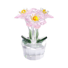 Maple Leaf Flower Figurine Pink Crystal Glass Ornament