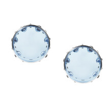 2Sets Educational Sky-Blue Metal Tambourine Hand Drum for Children