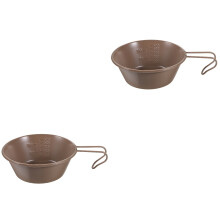 2Pcs Multi-Use Stainless Steel Camping Cups Bowls with Handle Brown