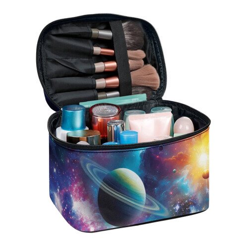 Polyester make-up tasje met ruimteplaneet design (1 stuk)