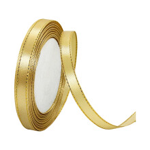 Set de panglici de Crăciun de 0,4" x 25yd cu margini aurii – pentru împachetat cadouri, meșteșuguri DIY, buchete florale, cusut și