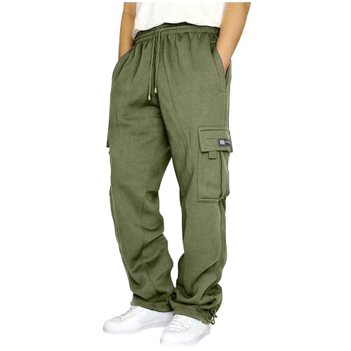Men's Cargo Pants - Loose-fitting, heavy cotton overalls with adjustable ankle drawstrings
