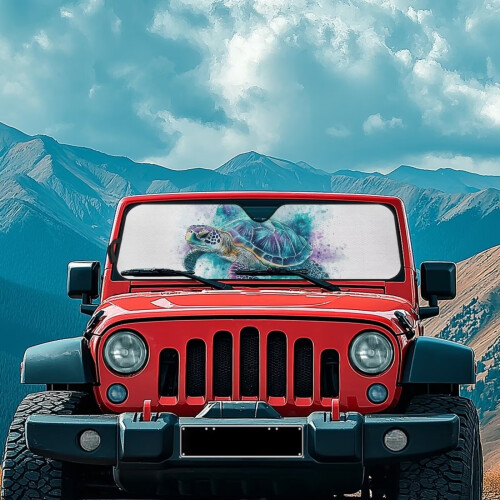 Foldable Blue Sea Turtle Windshield Sunshade for Jeep 2