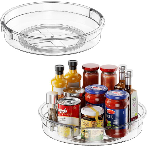 Πακέτο 2 τεμαχίων πικάπ Lazy Susan 12" για ντουλάπι/κουζίνα/ντουλάπι - Ψηλές άκρες,