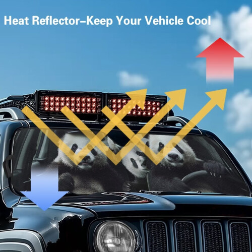 Panda Print Windshield Sun Shade for Jeep Wrangler 2