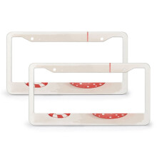 Black Cat Santa Hat Candy Cane License Plate Frames (2 Pack) – Compatible with Standard Plates, Aluminum Metal