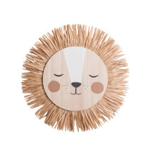 Handmade Lions Wall Decors Raffias Handwovens Animal Head Wall Hangings Ornament for Nurserys Baby Room Kindergarten Home Decors