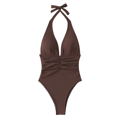 Women's One-Piece Swimsuit Padded Bust Backless Slim Fit