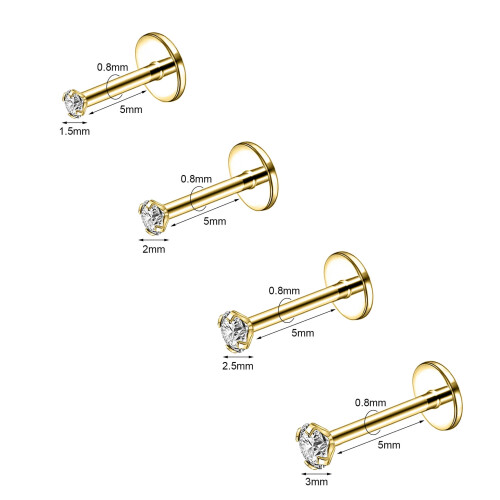8-10 τεμάχια δακτύλιοι χειλιών Labret από ανοξείδωτο ατσάλι, δαγκάνα τρυπήματος 1