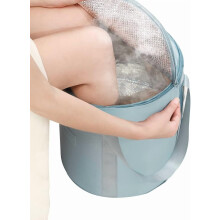 Portable Foldable Foot Soaking Bucket with Lid, 7.4 GAL, Thermal Insulation – Compatible with Home, Travel & Camping, Blue