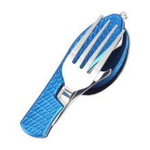 4-in-1 Camping Utensils: Spoon, Fork, Bottle Opener & Detachable Fork – Stainless Steel, Portable Travel Cutlery Multitool