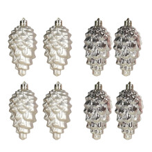 Christmas Tree Ornaments Beige Plastic 3.5in 8-Pack