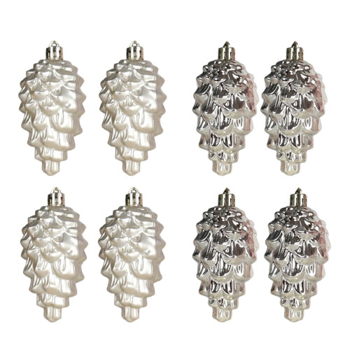 Christmas Tree Ornaments Beige Plastic 3.5in 8-Pack