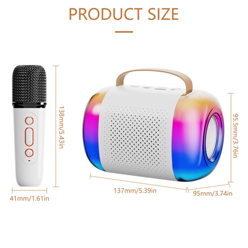 Portable Karaoke Machine with 2 Mics and LED Lights 2