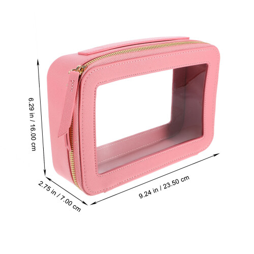 Sac Cosmétique Rose Clair En PU Grande Ouverture 1