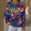 Women's Carnival Print Ribbed Pullover Top Long Sleeve 1
