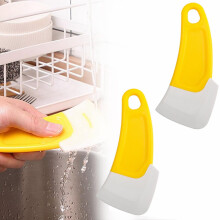 2PCS Soft Silicone Scraper for Pot Bottom Cleaning – Food-Grade Yellow Spatula, Reusable, Compatible with All Cookware