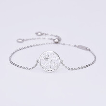 925 silver round tree of life bracelet classic retro electroplating good luck jewelry