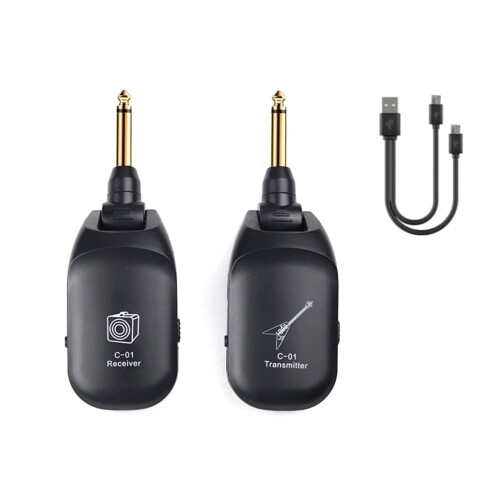 C01 Wireless Guitar System for Electric Instruments with 30m Range and 4ms Delay, Black