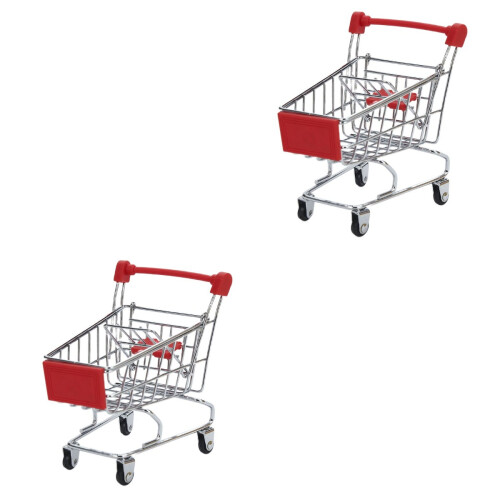 2Pièces Chariot Jouet Rouge Mini Rangement Table Enfants 2