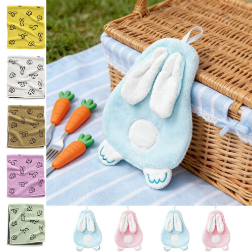 Rabbit-Shaped Hand Towel Thick Coral Fleece 1 Pack