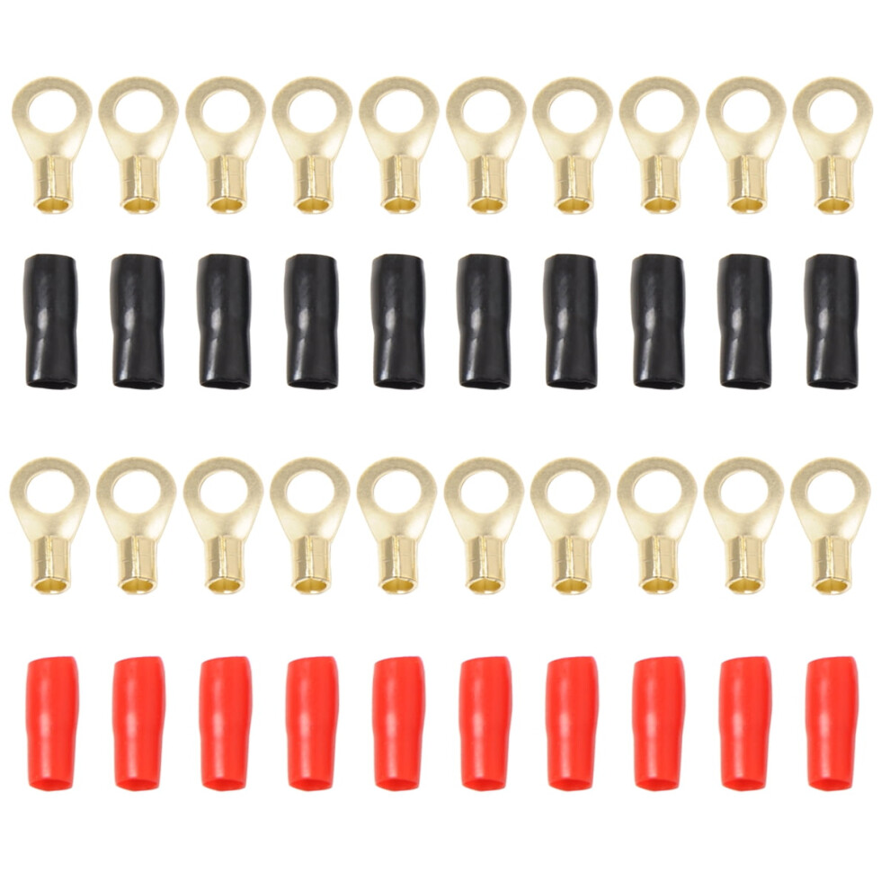 10 Pairs 8Ga Copper-Tin Plated Spade Terminals (Red/Black) Â Spade Fork Adapters, Crimp Barrier Spades For Speaker Wire Â Compatible With 8Ga 9558830204781