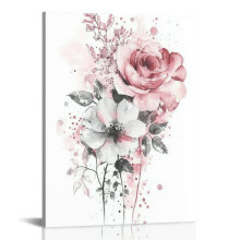 Pink & White Flower Canvas Wall Art – 16x20in, Compatible with Living Room, Bathroom, Bedroom, Office Decor