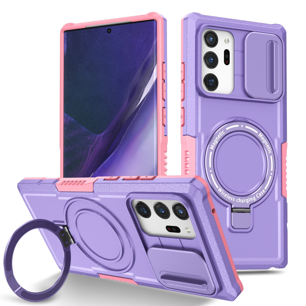 Tech Circle Case For Samsung Galaxy S22 Ultra (6.8") Â Sliding Camera Cover, Magsafe Compatible, Shockproof, Hidden Kickstand & Ring Holder, Purple 9401284746553