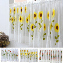 Sunflower Sheer Princess-Style Short Curtain, Cafe/Kitchen Window Drapes, Elegant Door Divider, Voile Valance – 1 Panel
