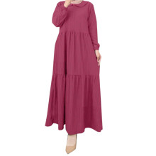 Elegant Women's Robe with Leaf Pattern Skirt and Puff Sleeves for Dubai Turkish Style Occasions