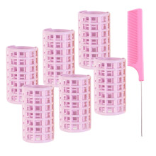 Plastic Hair Rollers,1.38 inch/ 3.5 cm Hair Roller with Rat Tail Comb for Short Hair Long Hair Hairdressing Styling Tools, 6 Pack,Random Color