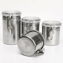 Stainless Steel Storage Jars,Coffee Canister Airtight with Clip Seal Lid, Food Storage Container, Clip Top Jars for Tea Coffee Beans Nut Sugar