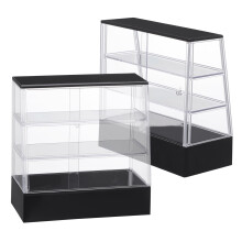 2Pcs Miniature Bakery Display Case Dollhouse Cabinet Plastic Black Indoor Play