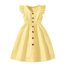 Purple/Blue/Yellow Tea Party Dress for Girls 7-12, Formal Summer Dress, Compatible with Kids' Sizes (Yellow, 140)