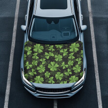 Waterproof Four Leaf Clover Car Hood Cover – Elastic Fabric Protector for Auto, Truck, Van, SUV, Pickup; Compatible with All Sizes