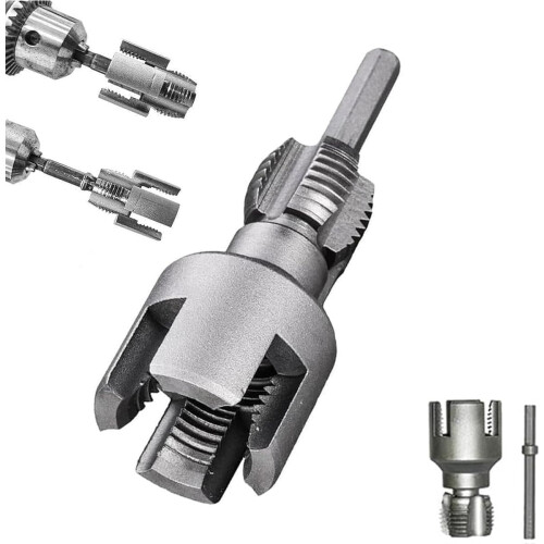 1/2" & 3/4" PVC Pipe Threading Tool for Internal/External Threads, Compatible with Electric Drills