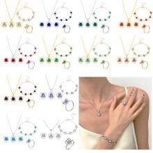 Crystal Necklace, Earrings & Bracelet Set for Women – Mother's Day, Valentine's Day, Birthday Gift – Compatible with All Occasions
