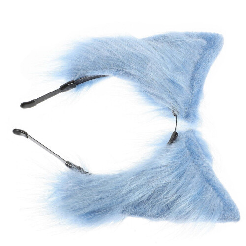 Furry Animal Ears Headband Blue Cloth 1 Set 2