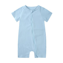 Infant Newborn Baby Boys Girls Romper and Jumpsuit Short Sleeve Sleeper with Zipper Pajama Outfit Blue 6-9 Months