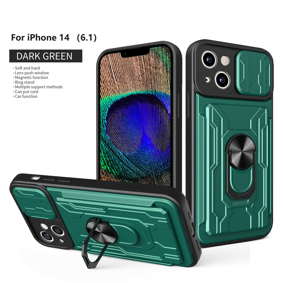 Iphone 14 Case With Sliding Camera Cover, Card Holder & Magnetic Kickstand Â Heavy Duty Protective Case For Compatible With Iphone 14 6.1" (2022), 9401284747468