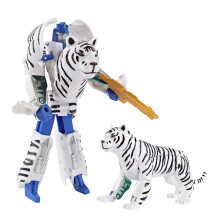 White Cheetah Transforming RobotToy,ChildrenSimulation Animal Model Deformation Figure, Plastic Action Figure forBoysGifts Birthday Holiday Study
