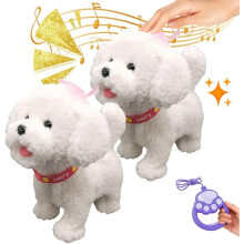 Robot Dog Lifelike Toy, Interactive Robot Dog with Touch Sensing Voice Music Mimic Leash Remote Soft Fur – Battery Powered Puppy (2PCS - C)