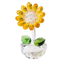 Crystal Sunflower Glass Figurine Collectible Small Ornament Paperweight Table Decoration, Centerpieces for Home Decor,Yellow
